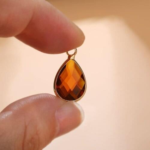 10pcs/Set WaterDrop Shape Metal Glass Crystal Birthstones Charms Pendants For Jewelry Making Bracelet Necklace DIY Accessories