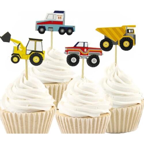 24pcs/48ps Cool farm vehicle truck Cupcake topper for cake decoration baby shower birthday wedding party suppliers