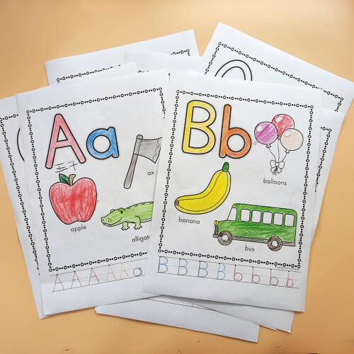 26 ABC A-Z Alphabet Letters teaching Preschool Homework Workbook Baby Coloring ABC Books for Kids Learning English Worksheets