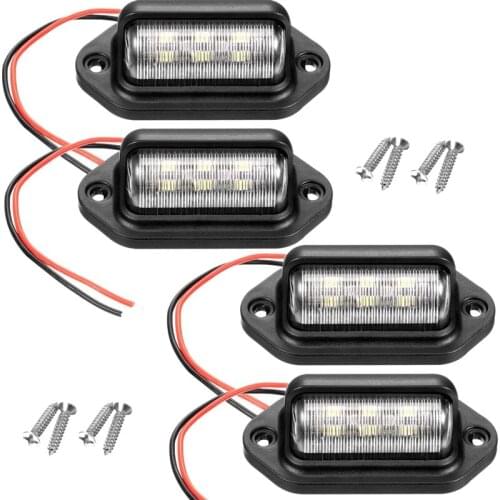 4Pcs 12V 6 SMD LED Exterior License Plate Tag Light Waterproof License Plate Lamp Taillight for Car Truck RV Trailer Boat
