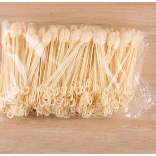 500Pcs Disposable Plastic Spoon Mini Ice Cream Spoon Wood Western Dessert Scoop Wedding Party Tableware Kitchen Safe New