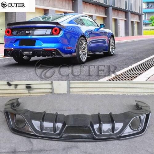 Newest Carbon fiber rear lip Back Bumper Spoiler Diffuser for Ford Mustang Car body kit 2018