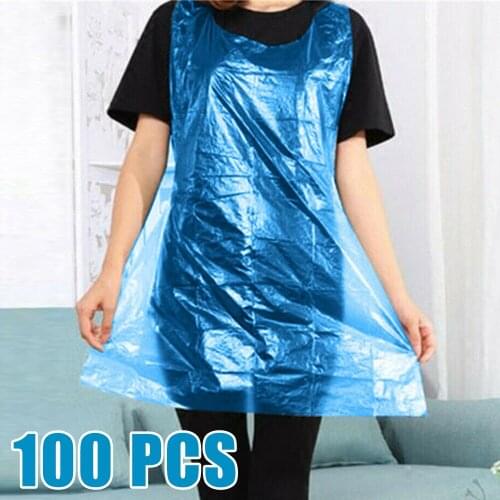 100 Pcs Disposable Cleaning Apron Transparent Outdoor Camping PE Apron for Cooking Sanitary Kitchen Cleaning Painting Picnic