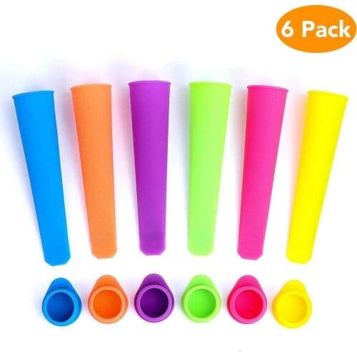 6 PCS Multicolor Silicone Popsicle Molds Durable Ice Molds Popsicle Maker Assorted Color detachable lid DIY Ice Cream Molds