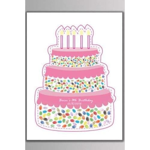 Personalized names and date Birthday cake DIY Fingerprint Guest Book with Inkpads for birthday party kids baby shower Decoration