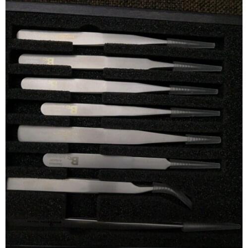 Swiss BG 7026 fine steel antimagnetic 8 - piece tweezers repair tool
