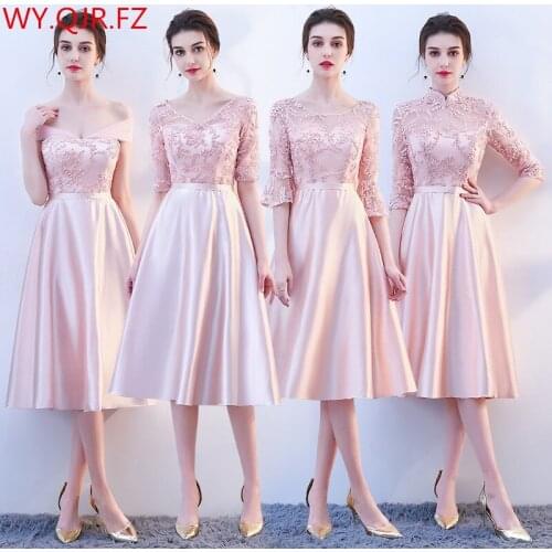 KBS-025#Medium and long pink lace up Bridesmaid Dresses wedding party prom dress 2020 spring new wholesale cheap Bridal clothing