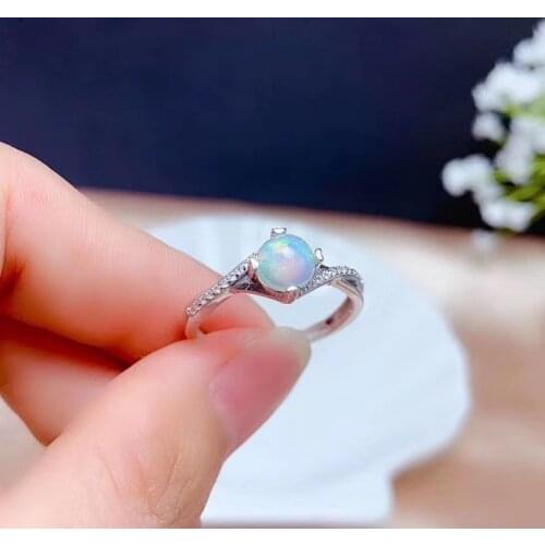 0.57Ct Trendy Natural 6x6mm Opal Rings Round Cuted for Woman Anniversary Gifts Classical Genuine gems Fine jewelry S925
