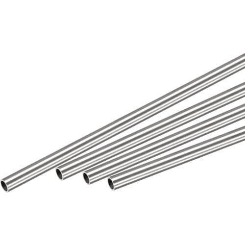 Uxcell 304 Stainless Steel Round Tube 4mm OD 0.5mm Wall Thickness 250mm Length 4 Pcs