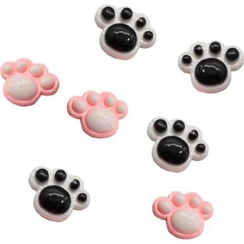 22*28MM Resin Paw Print Cabochons Kawaii Cartoon Animal Dog Paw Print Charms Hair Bow Center handcrafts Making Embelli