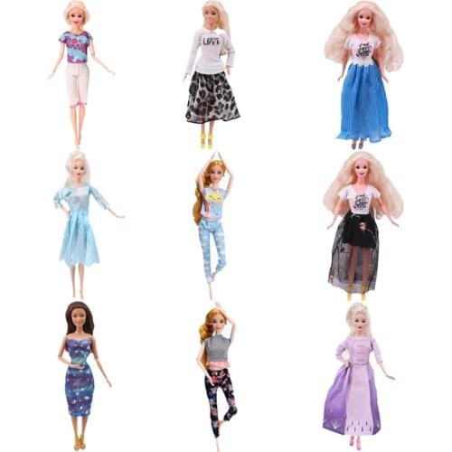 Fashion Doll Clothes Dress & Two Piece Trousers Set Suitable For Part Wear Summer For Babies Doll Girls Toy Gift