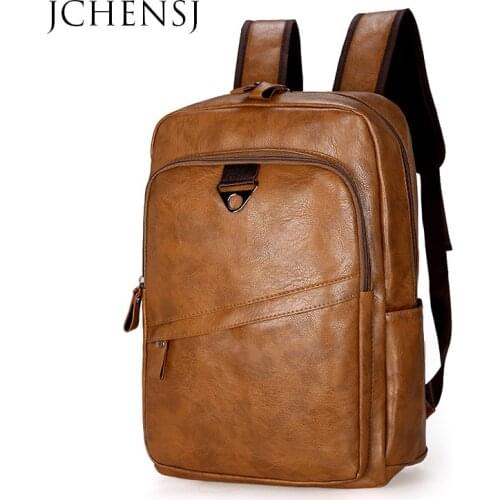JCHENSJ PU Leather Mens Backpack Designers Fashion Large Capacity Male School Travel Backpack Waterproof Laptop Bags For Men