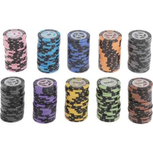 100PCS Poker Chips Set Game Tokens Gaming Chips Clay Counting Counters Poker Chips