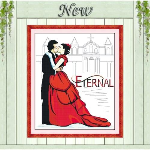 Kiss set this life wedding lovers paintings counted printed on canvas DMC 14CT 11CT Cross Stitch Needlework Sets Embroidery kits