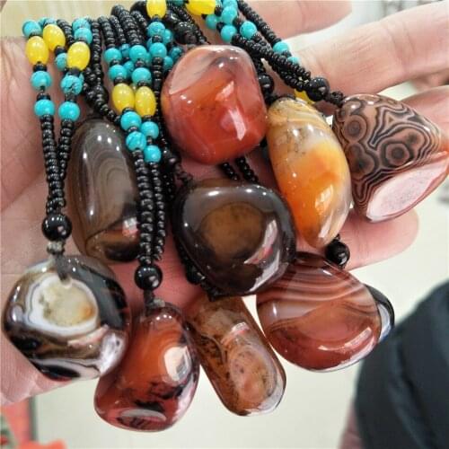 Natural A brown red ruby agate Jade hand-carved jade pendant necklace women men lucky stone pendants jade jewelry