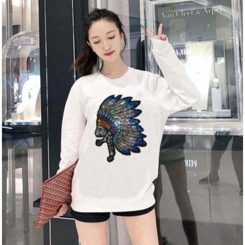Autumn Fashion Rhinestones Hoodies Women Girls Solid Long Sleeve Top Blouse Sweatshirt Loose Hoody