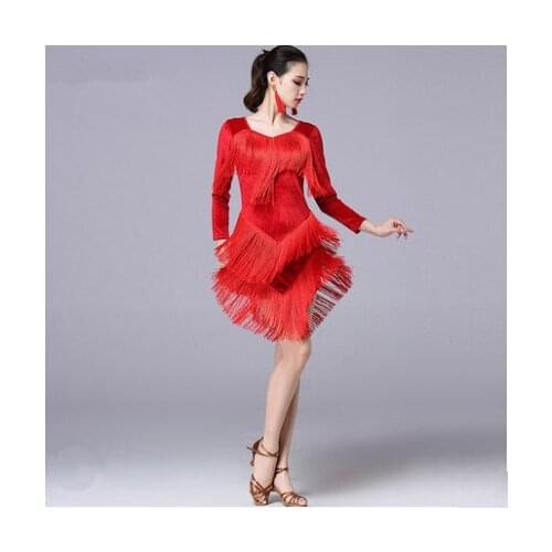 Latin dance dress women competition dress adult Lady tassel Sexy Fringe Salsa Ballroom Tango Cha Cha Rumba Samba Dresses Dancing