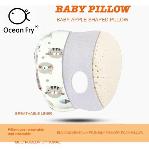 Baby Memory Pillow Anti-Deviation Head Breathable Mesh Cloth Printed Cotton Wool Ventilation Comfortable Baby Cartoon Style