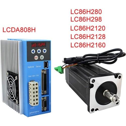 Closed-Loop NEMA34 Stepping Motor Drive LCDA808H+86mm motor 2 Phase 6A 3~12Nm for CNC Router engraving Wire-stripping Machine
