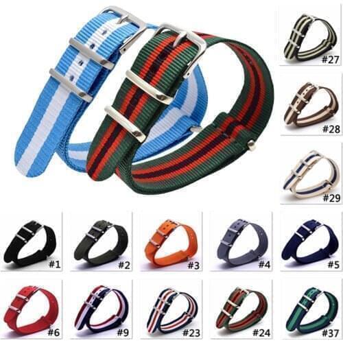 New 16/18/20/22/24mm Multicolor Cambo Nato Woven Fiber Watchband Nylon Bracelet Strap Wristband Buckle Watch Accessories