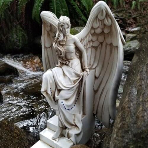 18x19x15cm Resin Crying Angel Statue Garden Decorative Sculpture Home Wall Resin Craft Decoration Gift Craft Ornaments Art Decor