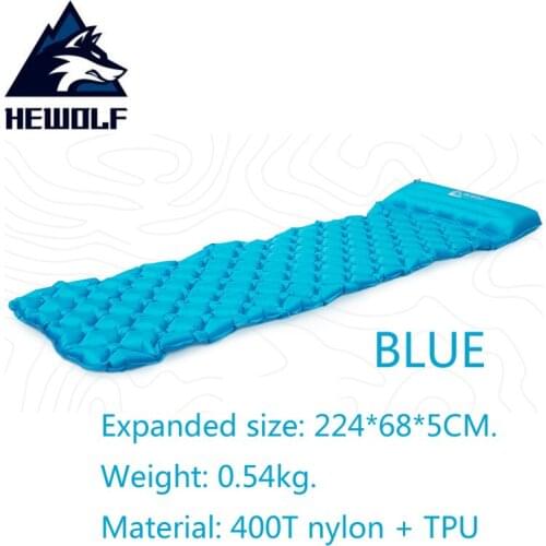 HEWOLF Ultralight Inflatable Cushion Outdoor Air Mattress Bed Moistureproof Camping Mat TPU Sleeping Pad Beach Mat With Pillow