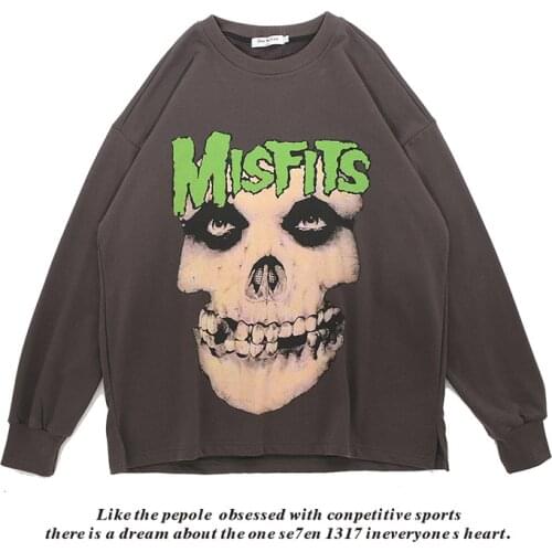 Pure Cotton Creative Printing Round Neck Loose Long-sleeved Sweater Hoodie Harajuku Sweater Casual Long-sleeved Hoodie For Men