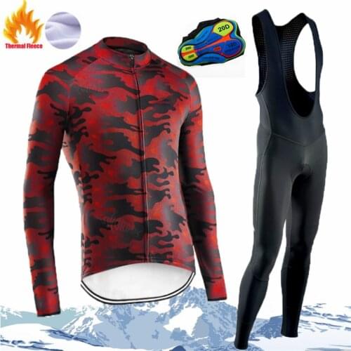 Warm Riding Full Zipper Cycling Clothing MTB Pro Team STRAVA Cycling Bib Pants Set Thermal Fleece Men Long Sleeve Keep