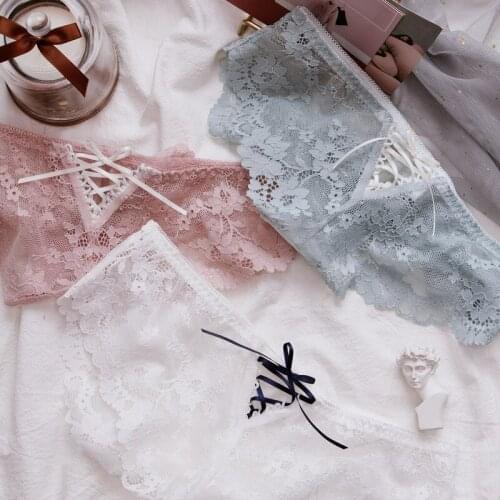 SP&CITY French Floral Lace Sexy Underwear For Women Seamless Briefs Fairy Stain Bow Transparent Panties Hollow Out Lingerie