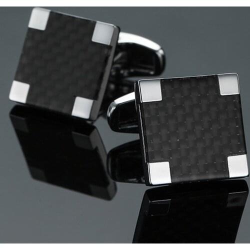High quality carbon fiber Cufflinks new fashion jewelry black Cufflinks mens business shirt suit badge pin gift
