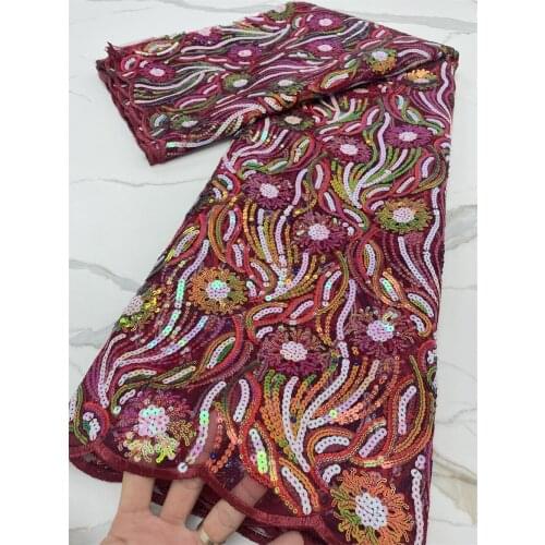 XIYA Nigerian Mesh Net Lace Fabric African Sequins Lace Fabric with Beads High Quality French Mesh Tulle Lace Fabric 4151B