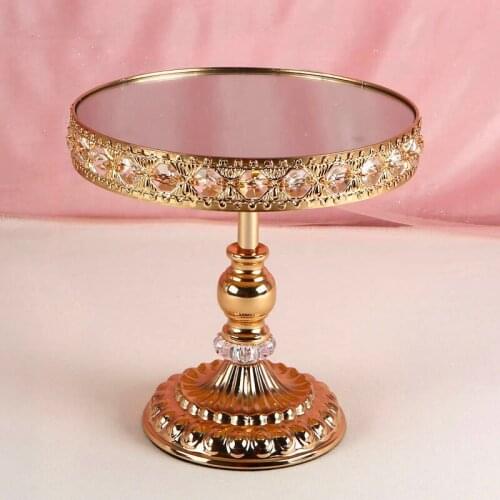 1pcs Gold Cake Stand Cupcake Tower Stand Wedding Plates Set Metal Round Party Dessert Display Decor Tray