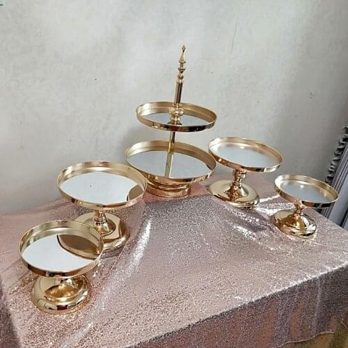 1pcs-5pcs Mirror cake stand Electroplating Metal cupcake stand Grand design baking love wedding party dessert table decoration