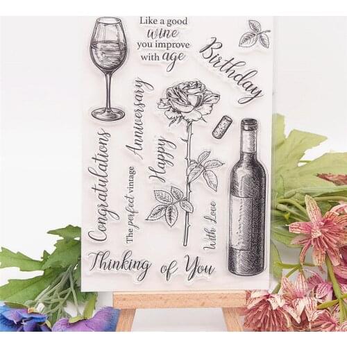 10.5*15.5 Wine Bottle Transparent Clear Stamps / Silicone Seals Roller Stamp for DIY scrapbooking photo album/Card Making