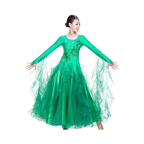 2017 Ballroom Dancing Dress Blue/Red Standard Ballroom Dress Stage Costumes For Singers Jazz/Waltz/Tango/Lulu Dance Dress MQ235