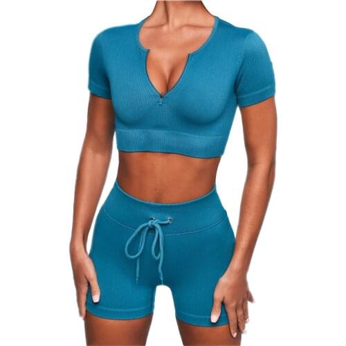 2021 Seamless 2 piece Gym Wear Running Clothes Tracksuit Sportswear Fitness Set Women Yoga Set Ensemble Sport Suit Top Shorts