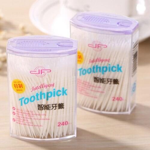 240 Pcs Gum Interdental Floss Plastic Double-headed Brush Stick Toothpicks Protect Teeth Oral Cleaner White Food Rid Clean Tools