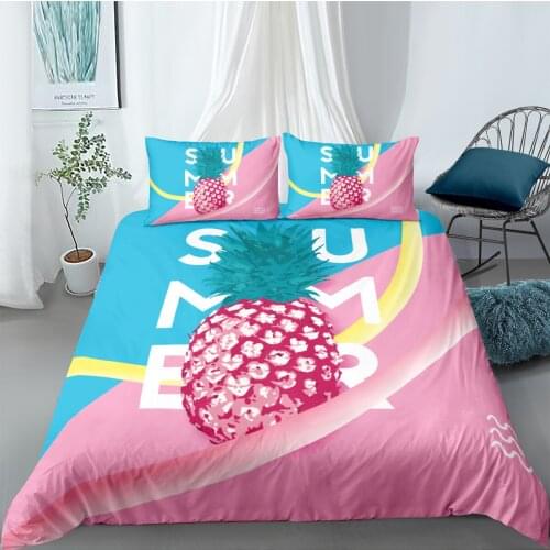 3D Pineapple Duvet Cover Sets Modern Bed Linens and Pillow Sham Full Double Single Twin Queen King Size 203*230cm Bedclothes