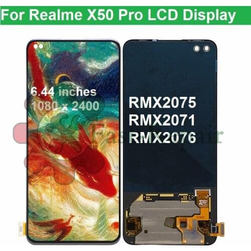 6.44" Super AMOLED For OPPO Realme X50 Pro 5G LCD Display Touch Screen Digitizer Assembly For Oppo Realme X50 Pro RMX2075 lcd