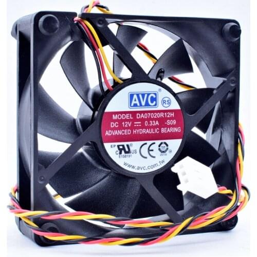 Brand new original DA07020R12H 7cm 7020 70x70x20mm 12V 0.33A 3 lines computer chassis CPU temperature control quiet cooling fan