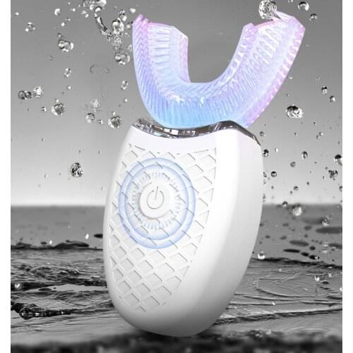 360 Degree Automatic Sonic Electric Toothbrush Silicone Electronic Tooth Brush USB Rechargeable 4 Modes Blue Light Teeth Cleaner