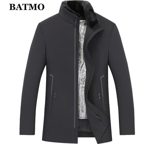 BATMO 2019 new arrival winter 90% white duck down jackets men,mink fur collar&fake fur liner parkas men,9508
