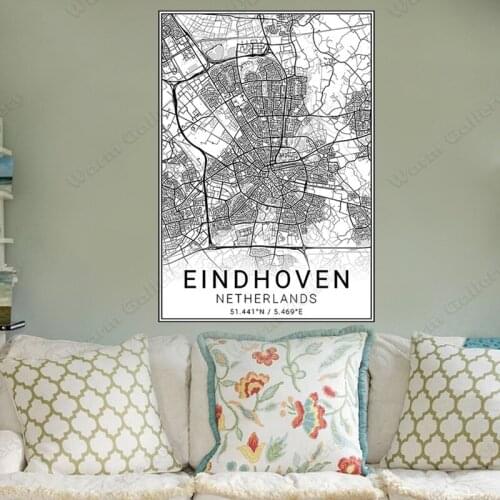 Black and White City Map The Eindhoven City Map Poster HD Print Wall Art Canvas Nordic Landscape Painting for Home Decor