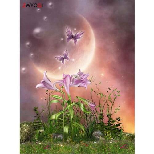 DIY 3D Diamond painting Full Square Diamond embroidery Cross stitch Butterfly moon lily Full Round Diamond mosaic Butterfly moon