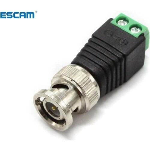 ESCAM 2pcs/lot Mini Coax BNC Connector UTP Video Balun Connector BNC Plug DC Adapter For CCTV Surveillance Camera
