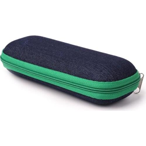 Glasses Box Denim Fabric Zipper Sunglasses Protection Crush Resistance Container