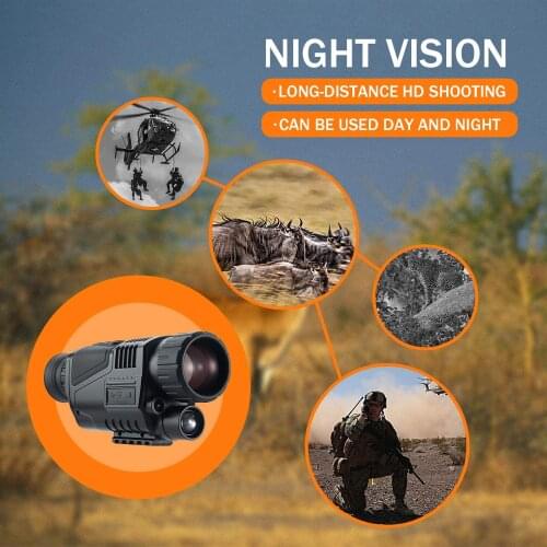 Night Vision 5x40 Infrared Digital Night Vision Monocular + 8GB SD Card 200M Range Hunting Monocular Thermal Imager for Hunting