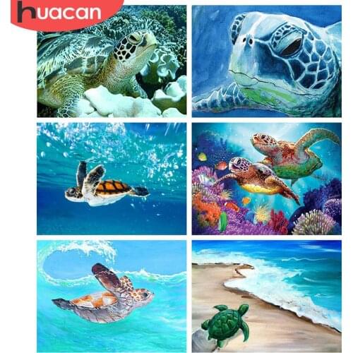 HUACAN 5D DIY Diamond Painting Tortoise Wall Art Full Square Diamond Embroidery Animal Mosaic Sea Needlework Home Decor
