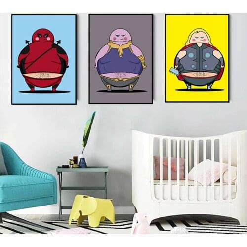 Cartoon Marvel Superhero Iron Man Burger Shop Canvas Painting Posters and Prints Abstract Wall Art Picture for Living Room Decor