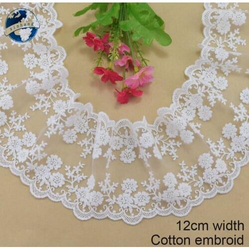12cm wide wave white cotton embroidery lace french lace ribbon fabric guipure diy trims warp knitting sewing Accessories#4119